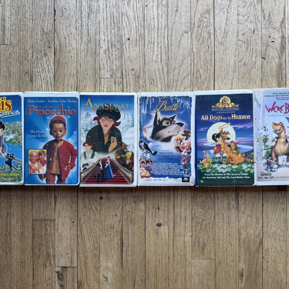 Like New Lot of 6 Mix Genre Anime/Classic/ VHS Tapes in Original Clamshell Case